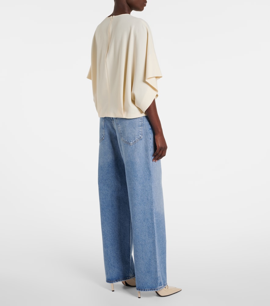 Tenley draped wool-blend crêpe top