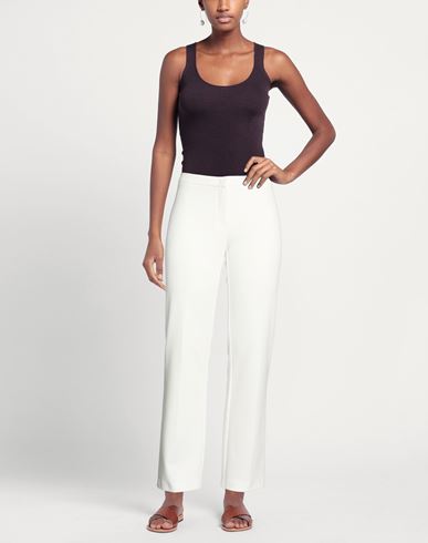 Woman Pants White Size 12 Polyester, Elastane