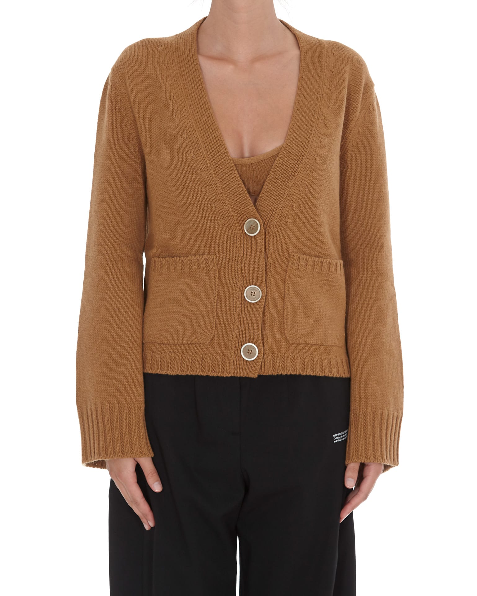 Floral embroidered V-neck cardigan - Neutrals