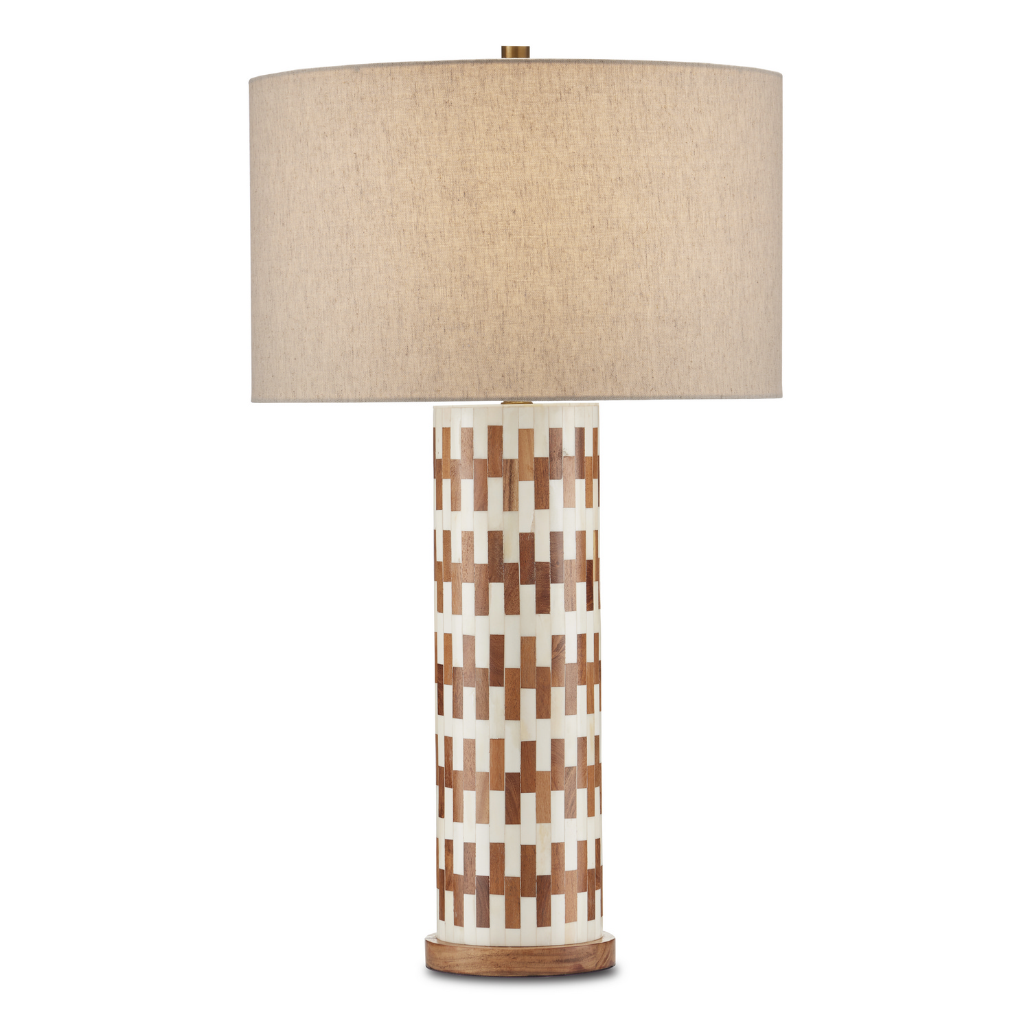 White Natural Antique Brass Table Lamp from the Tia Collection