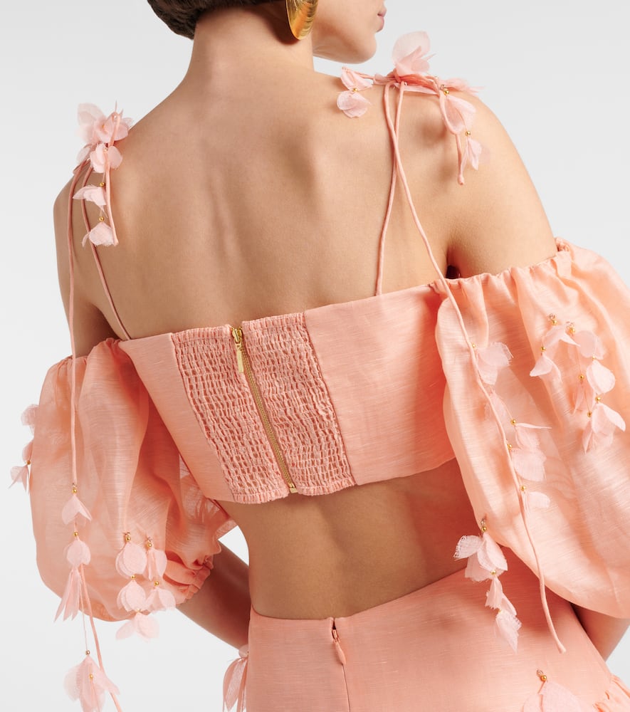 Dawning linen and silk crop top