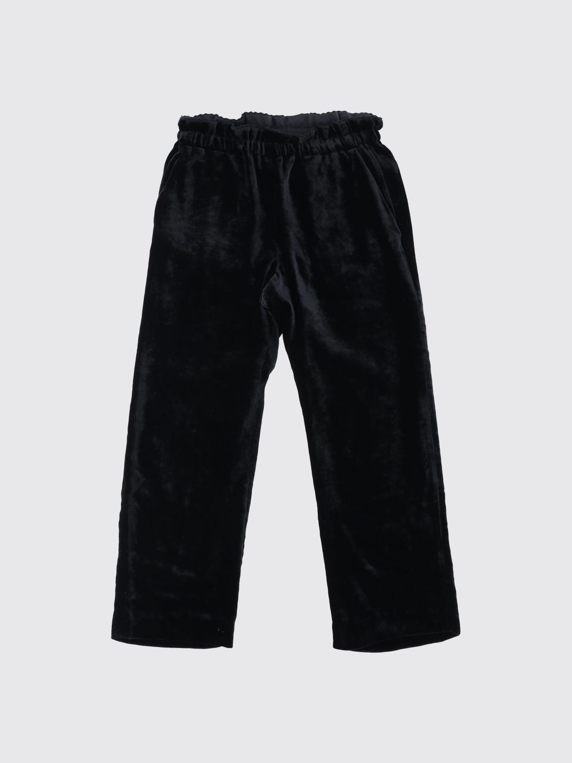 Elastic-waist velvet trousers - Black