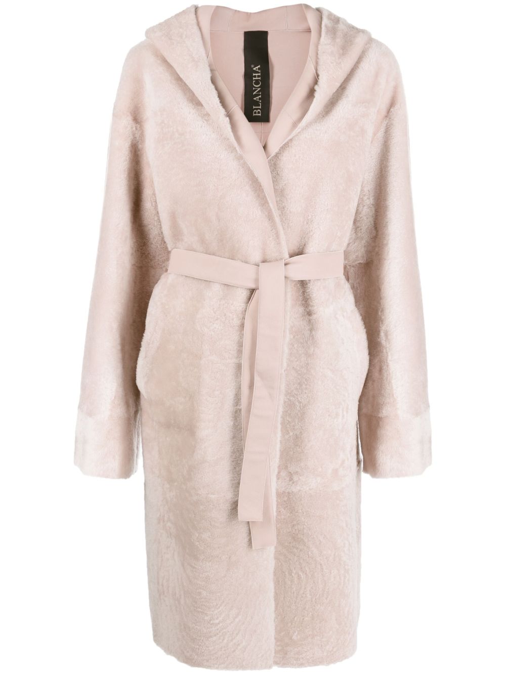 Reversible belted shearling coat - Pink