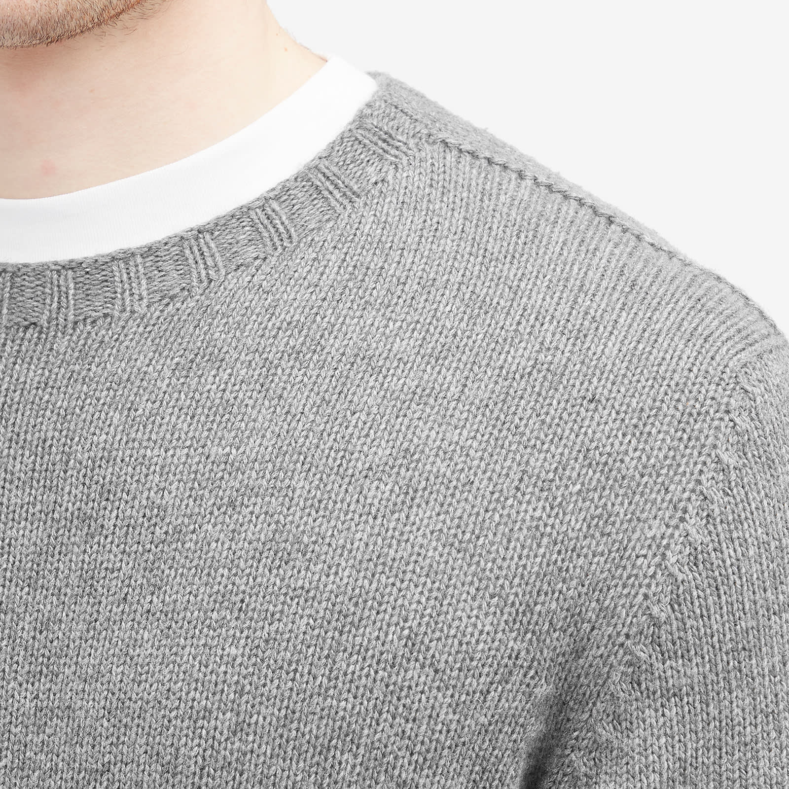 Men's Curved Logo Melange Crew Knit in Grey