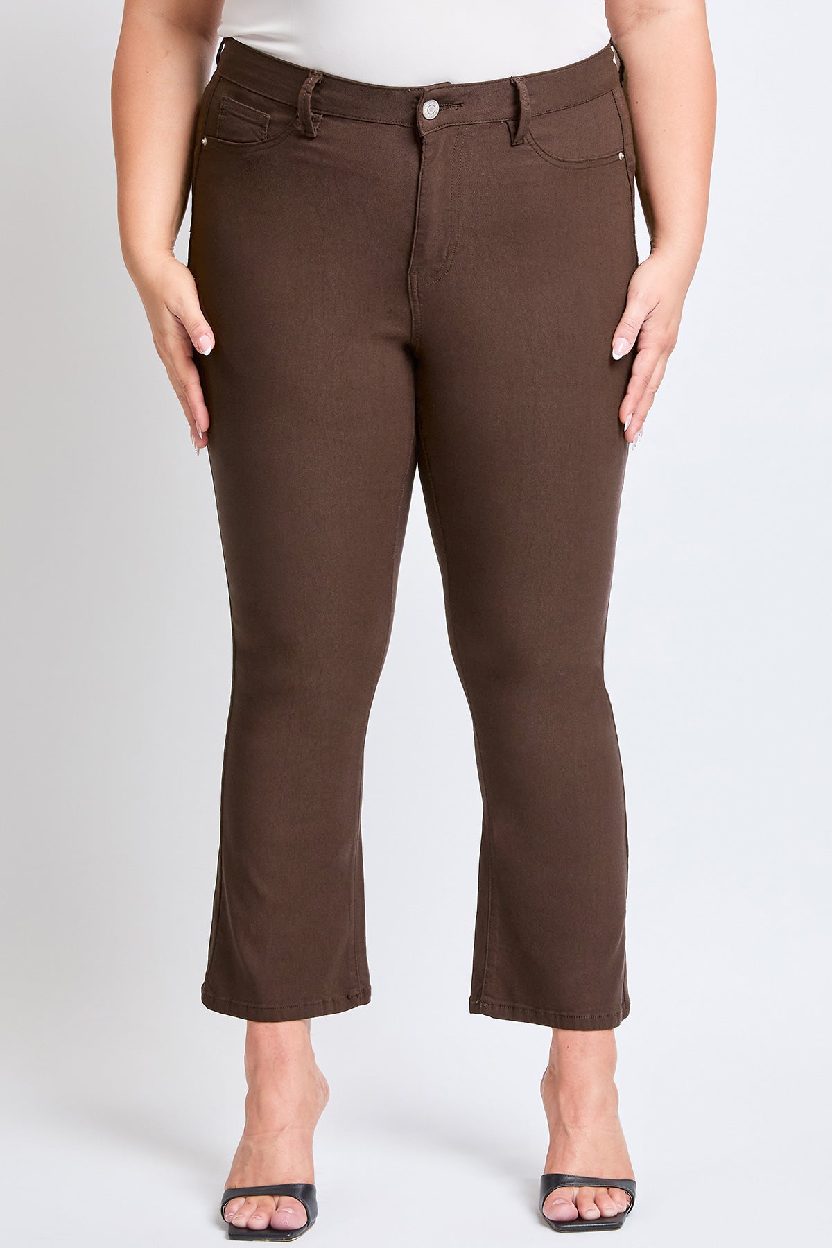 Women's Plus Hyperstretch Cropped Kick Flare Pants, Cocoa