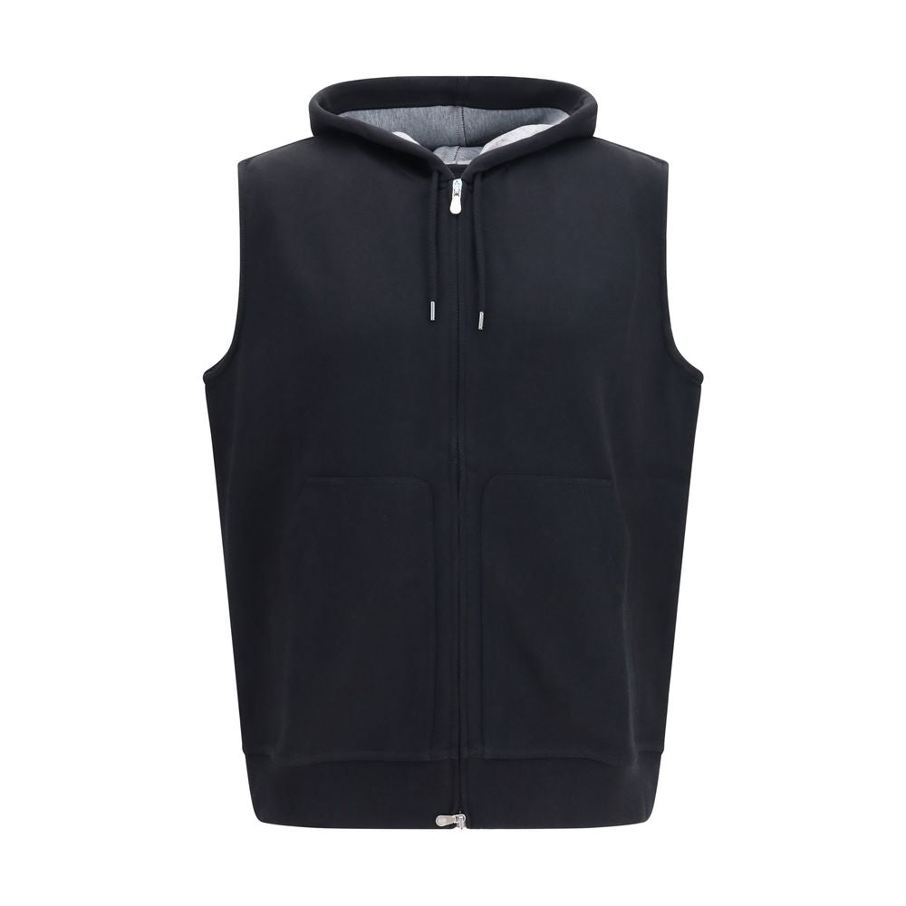 Hooded Cotton Vest — Black