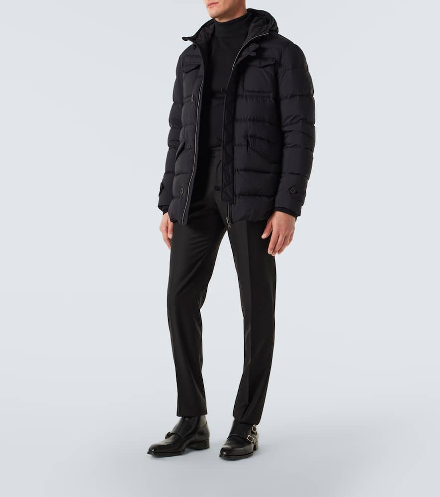 Hooded down-paneled jacket
