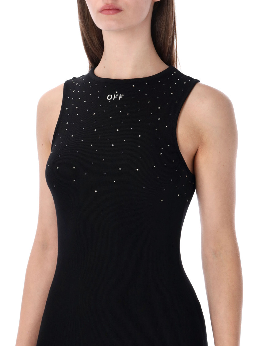 Off-White - rowing mini dress ribbed swarovski