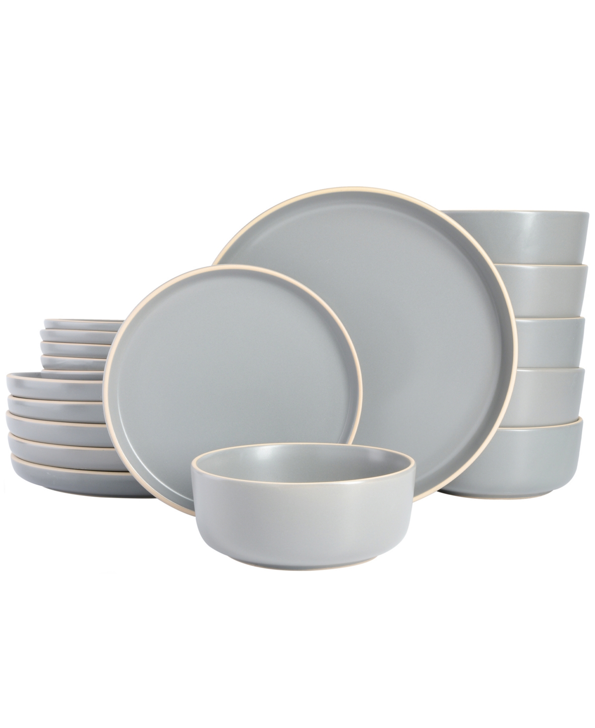 Home Zuma 18 Piece Dinnerware Set, Service for 6 - Grey