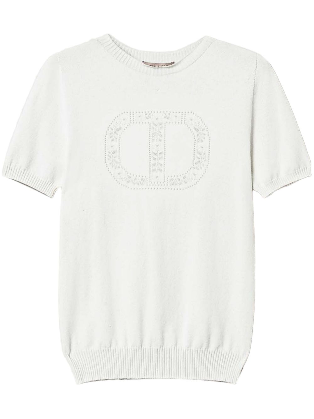 Oval T logo knitted top - White
