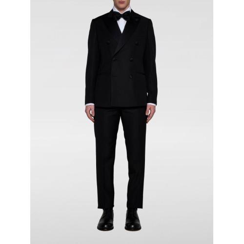 Double-breasted wool-blend suit - Blue