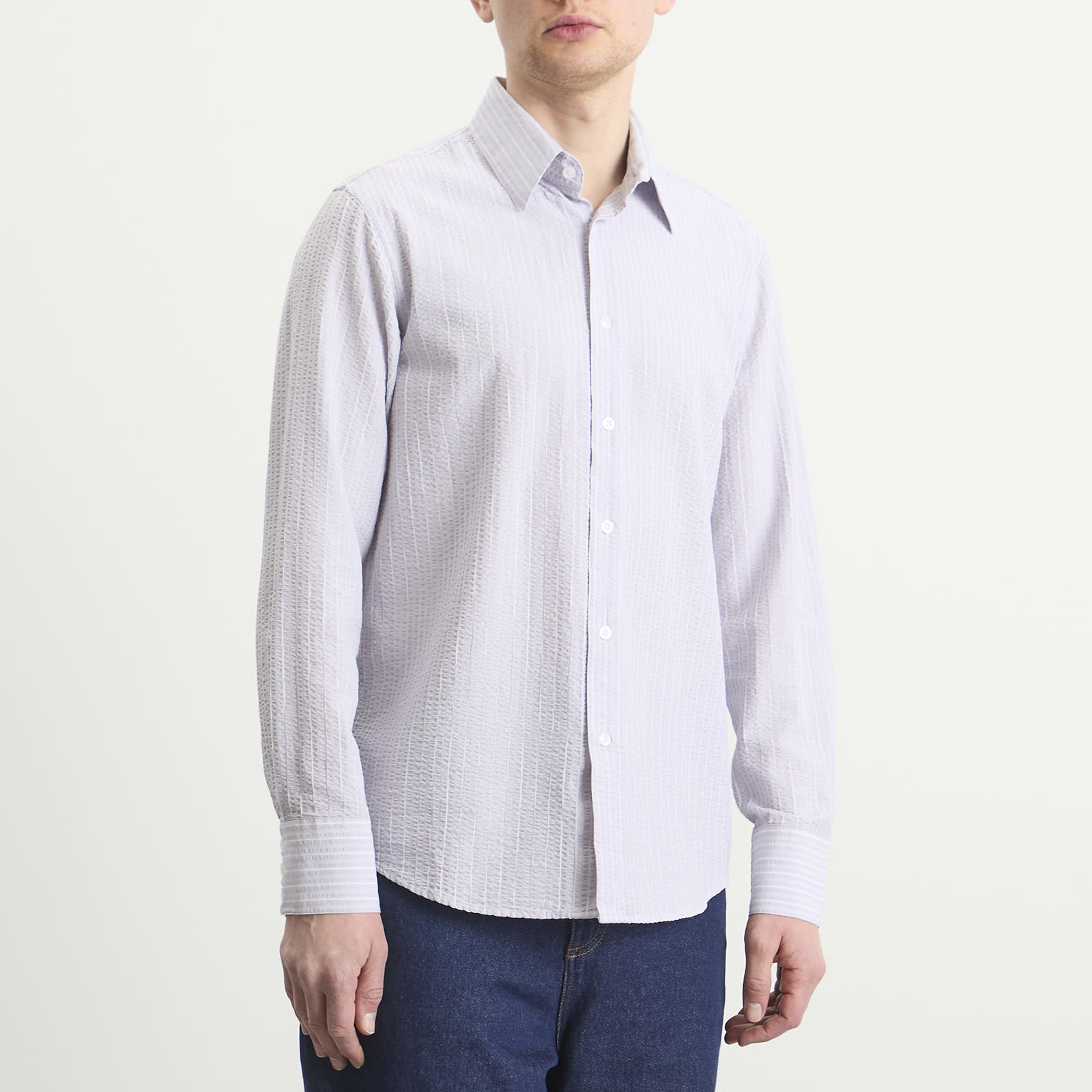 Men's Business Shirt in Lavender Stripe