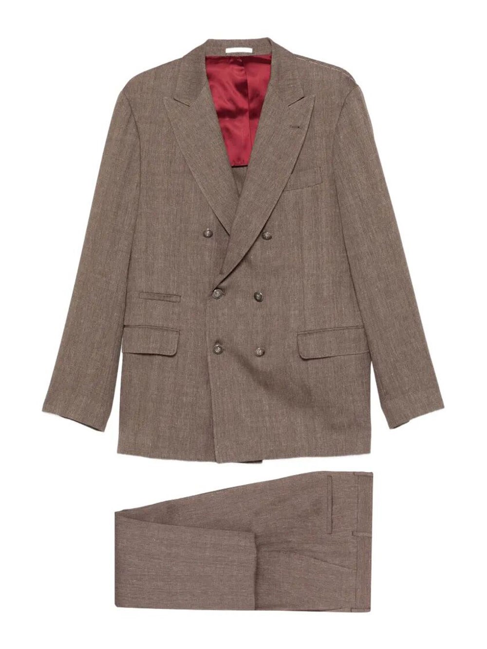 Leisure Suit In Linen And Wool Chevron