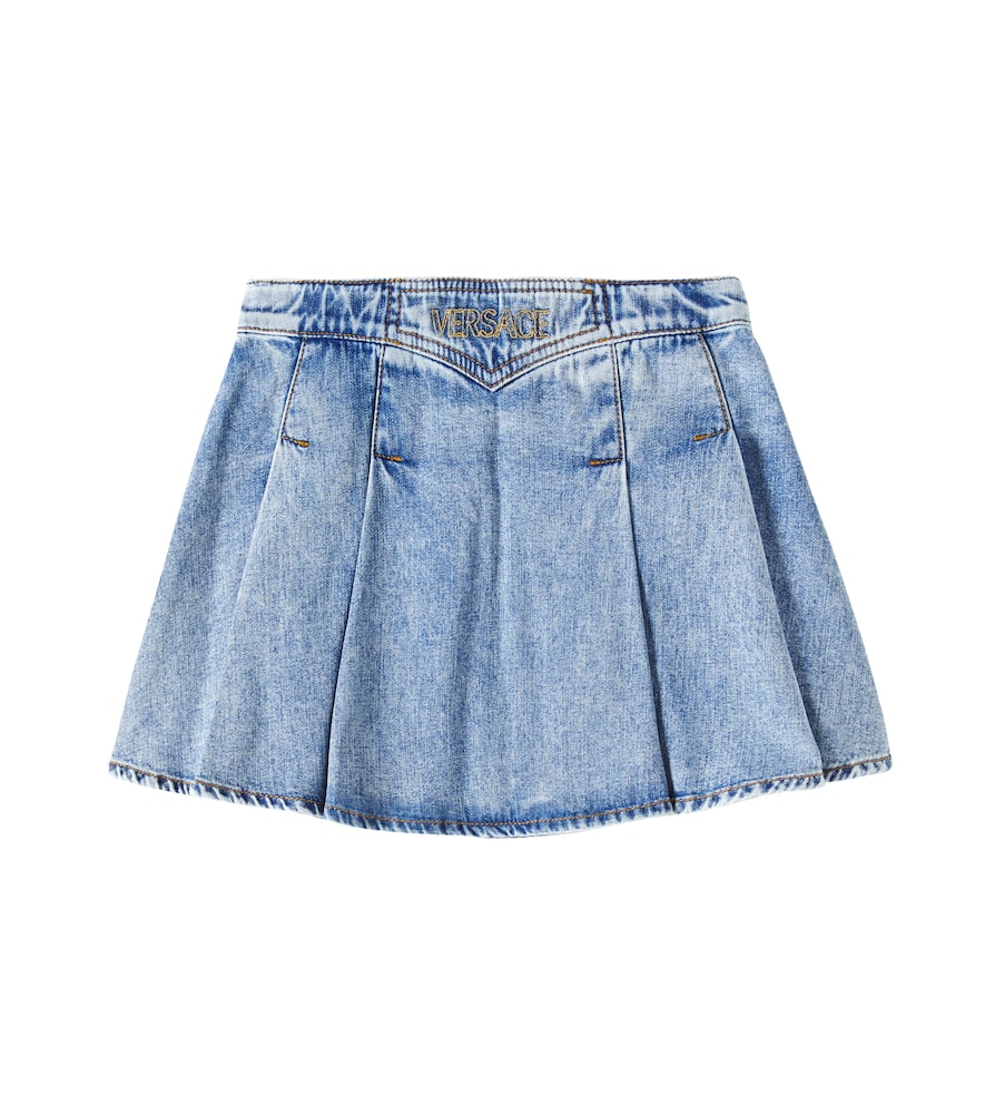 Versace Kids Embroidered denim skirt