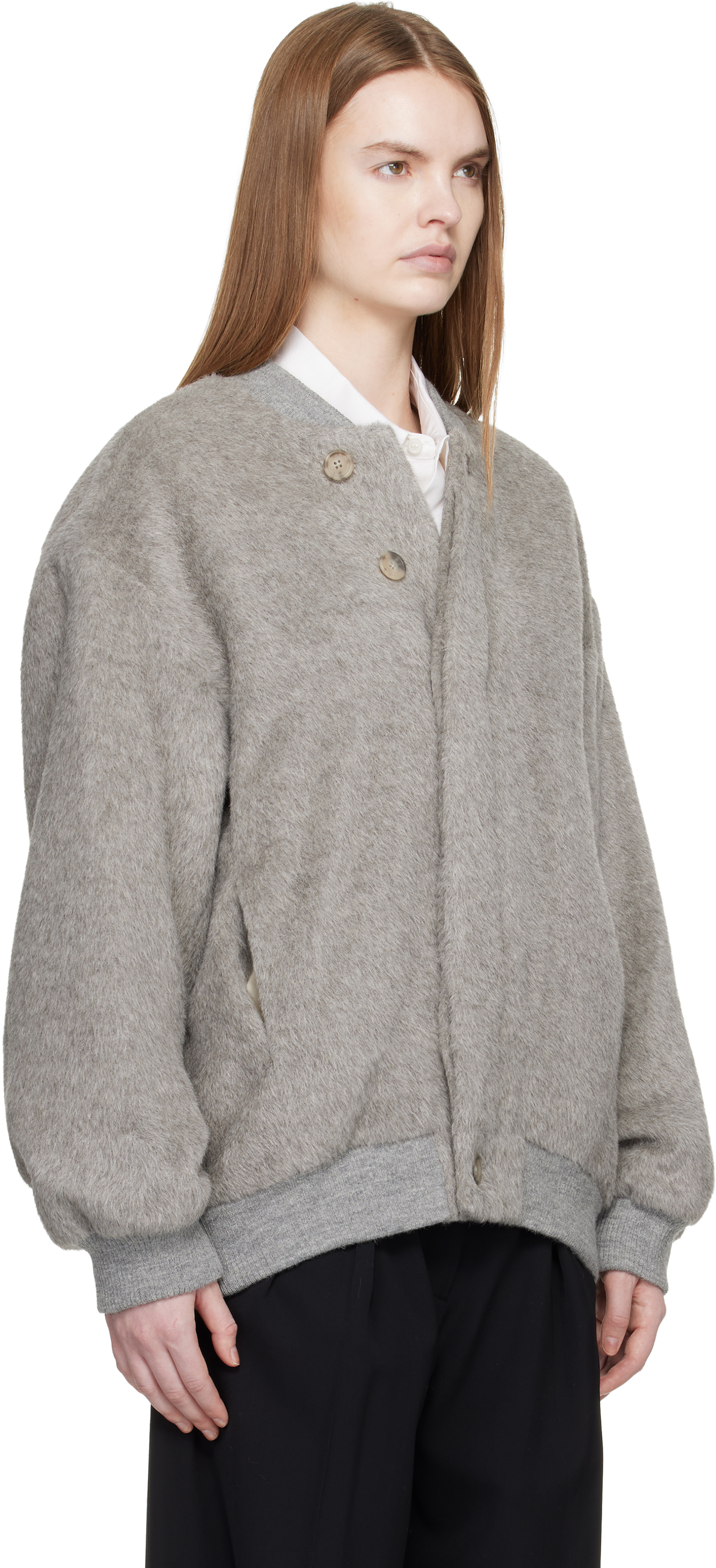 SSENSE Exclusive Gray Brushed Bomber Jacket