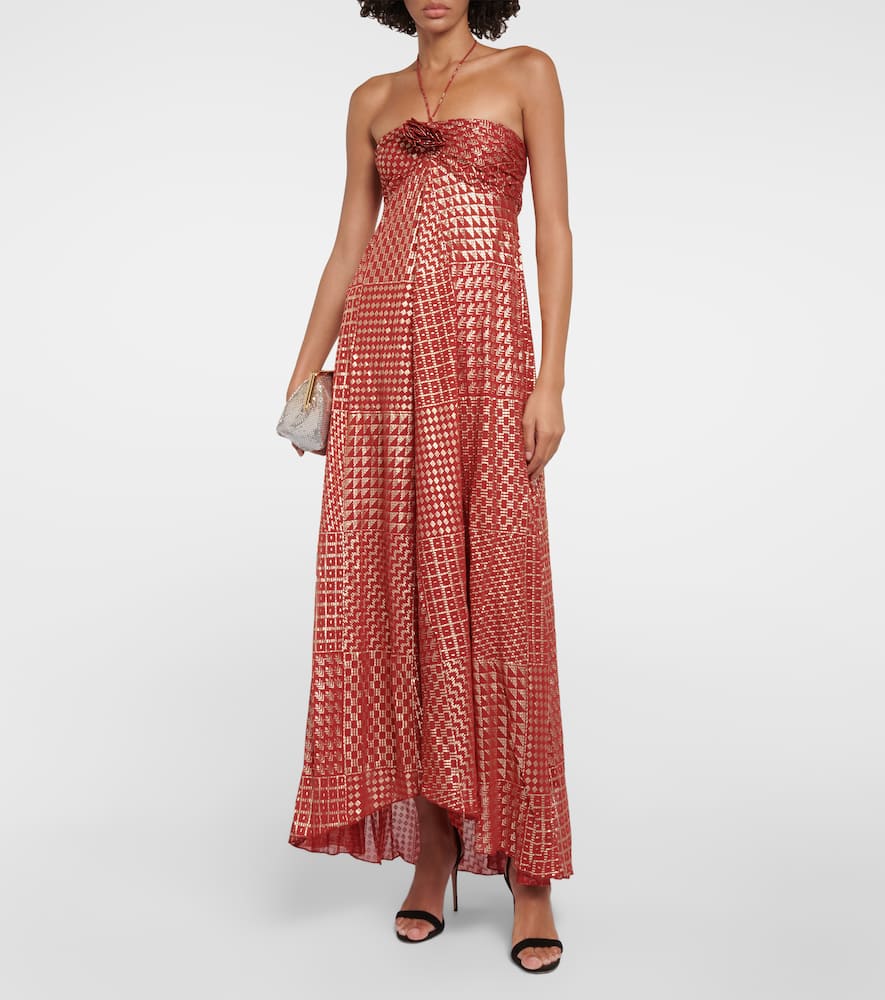 Rixo Samira printed halterneck gown