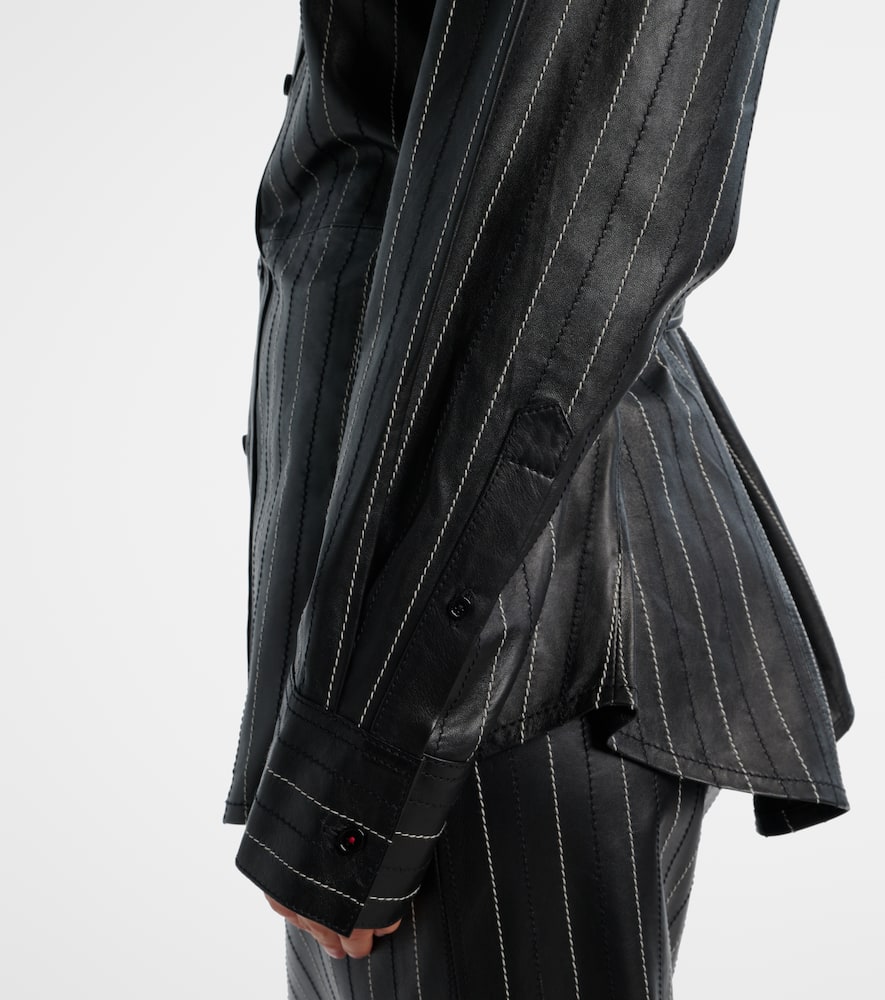 Belted leather jacket