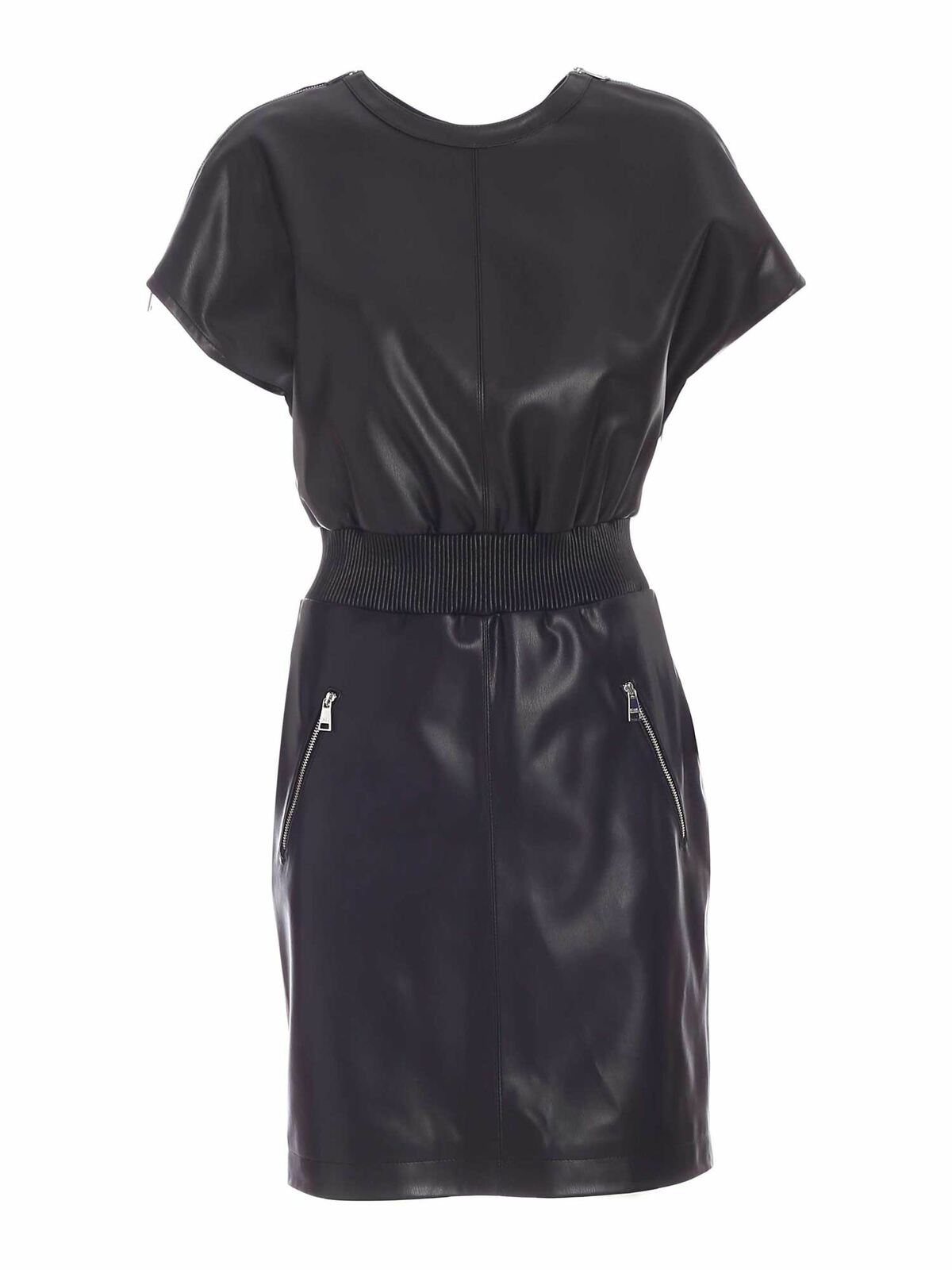Synthetic leather dress in black