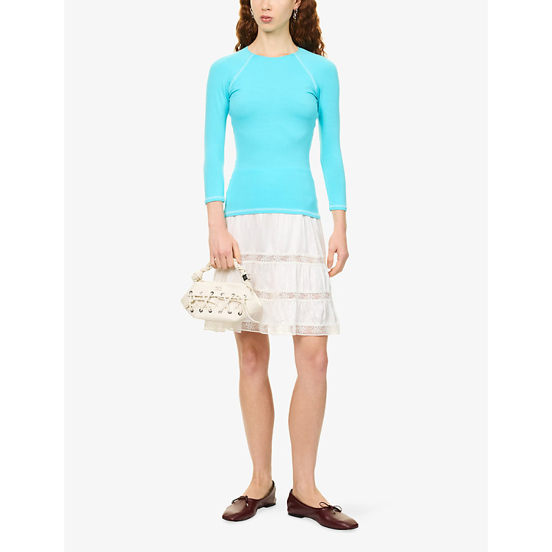 Womens Susie Half-Sleeve Stretch-Woven Top