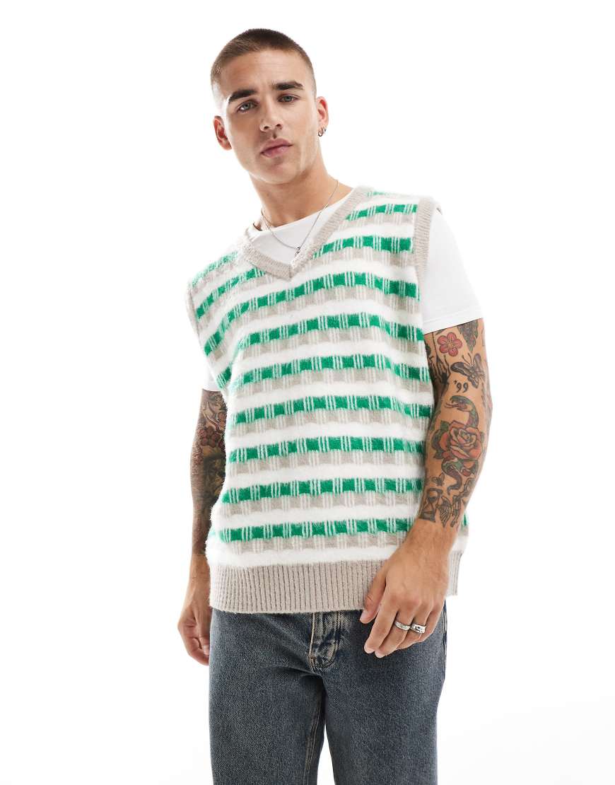 Vintage style knitted vest in multi