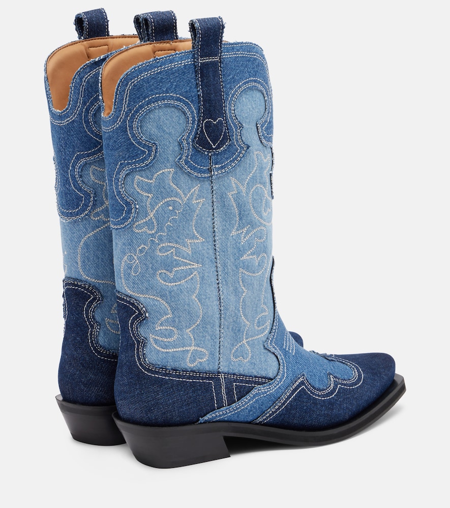 Denim cowboy boots