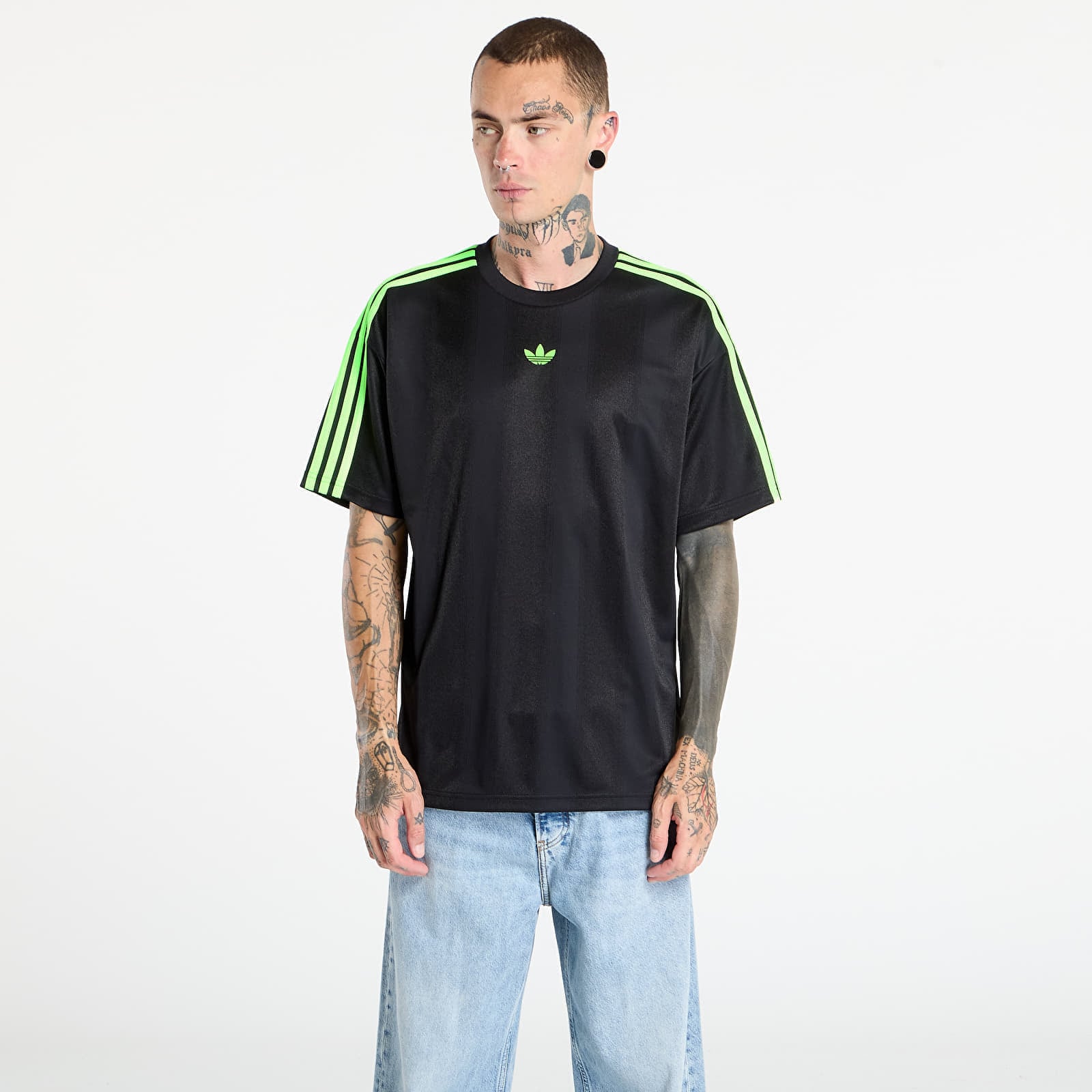 T-shirt adidas Adicolor Jacquard Jersey Black / Signal Green