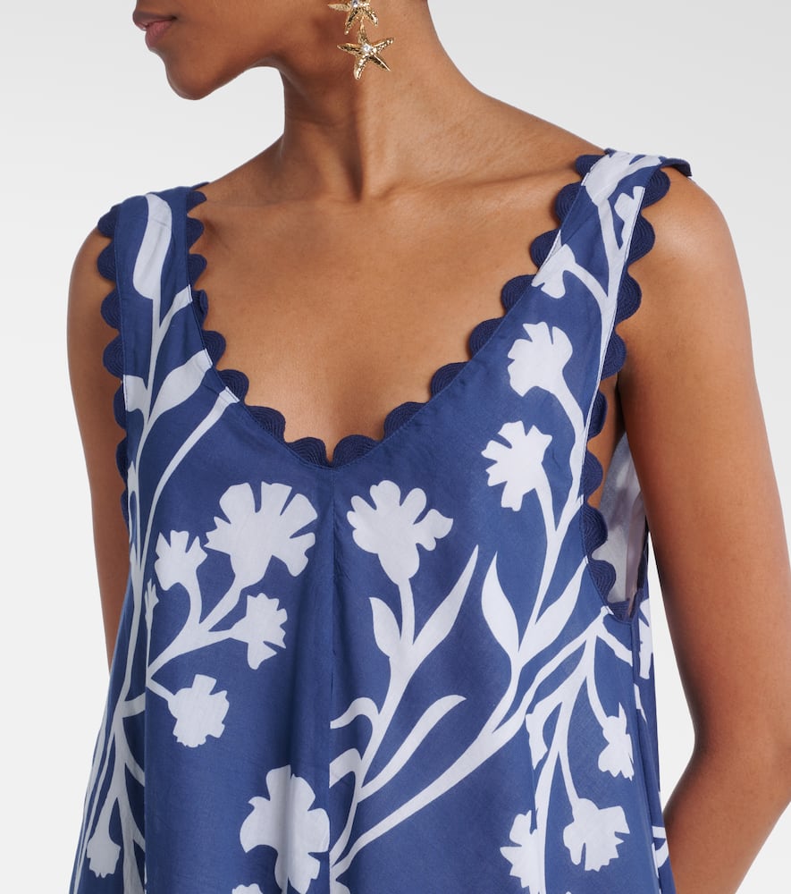 Floral scalloped cotton minidress