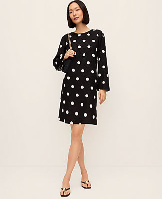 Ann Taylor Petite Dotted Linen Blend Shift Dress