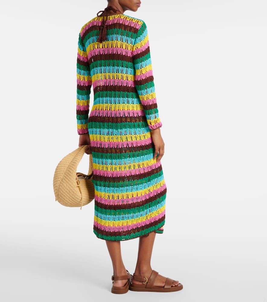 Striped crochet cotton beach cover-up