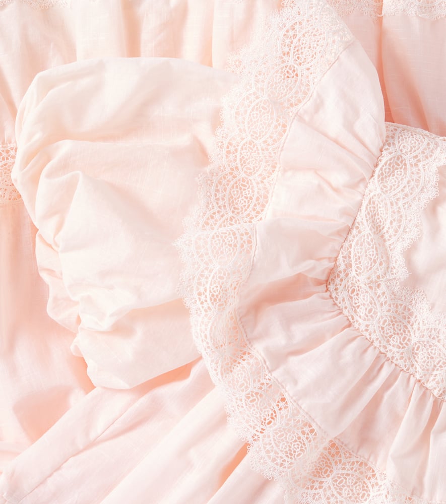 Petite Amalie Tiered lace-trimmed cotton dress