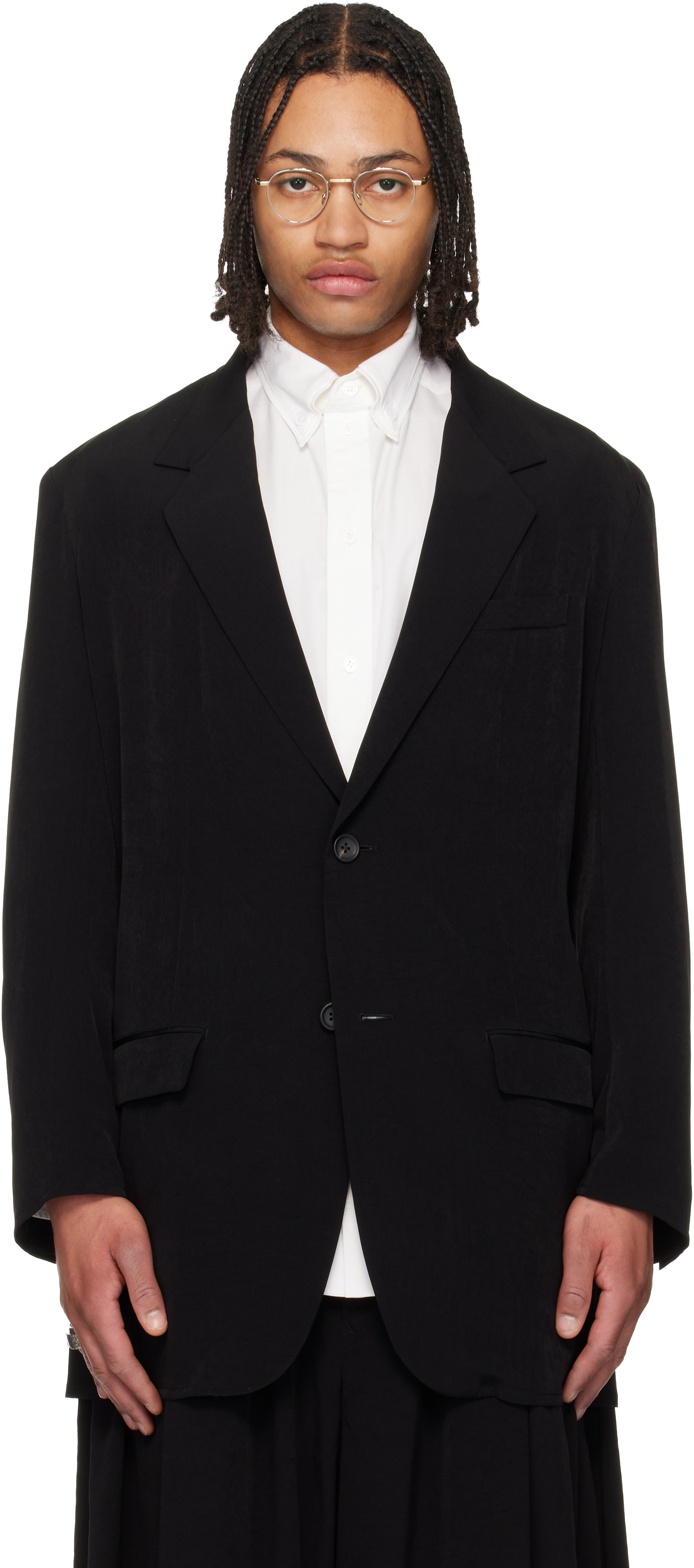 Black TA Tuxedo 2 Buttons Blazer