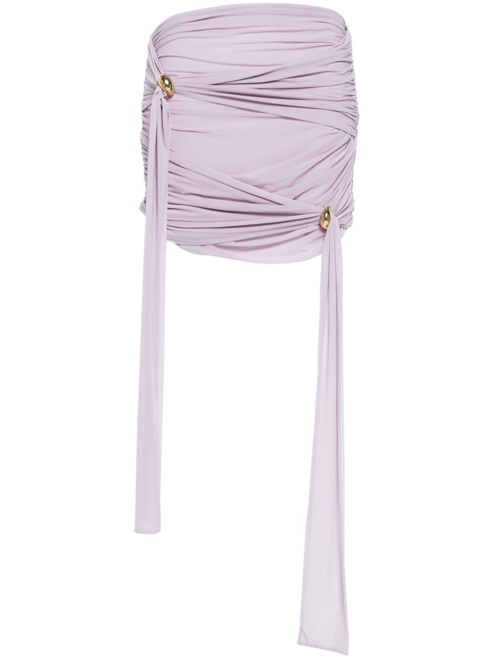 Ruched draped strapless top - Purple
