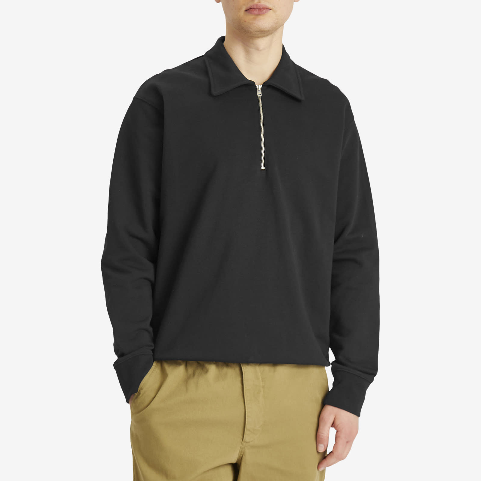 Norse Projects Men's Ketel Relaxed Logo Half Zip Sweatshirt in Black