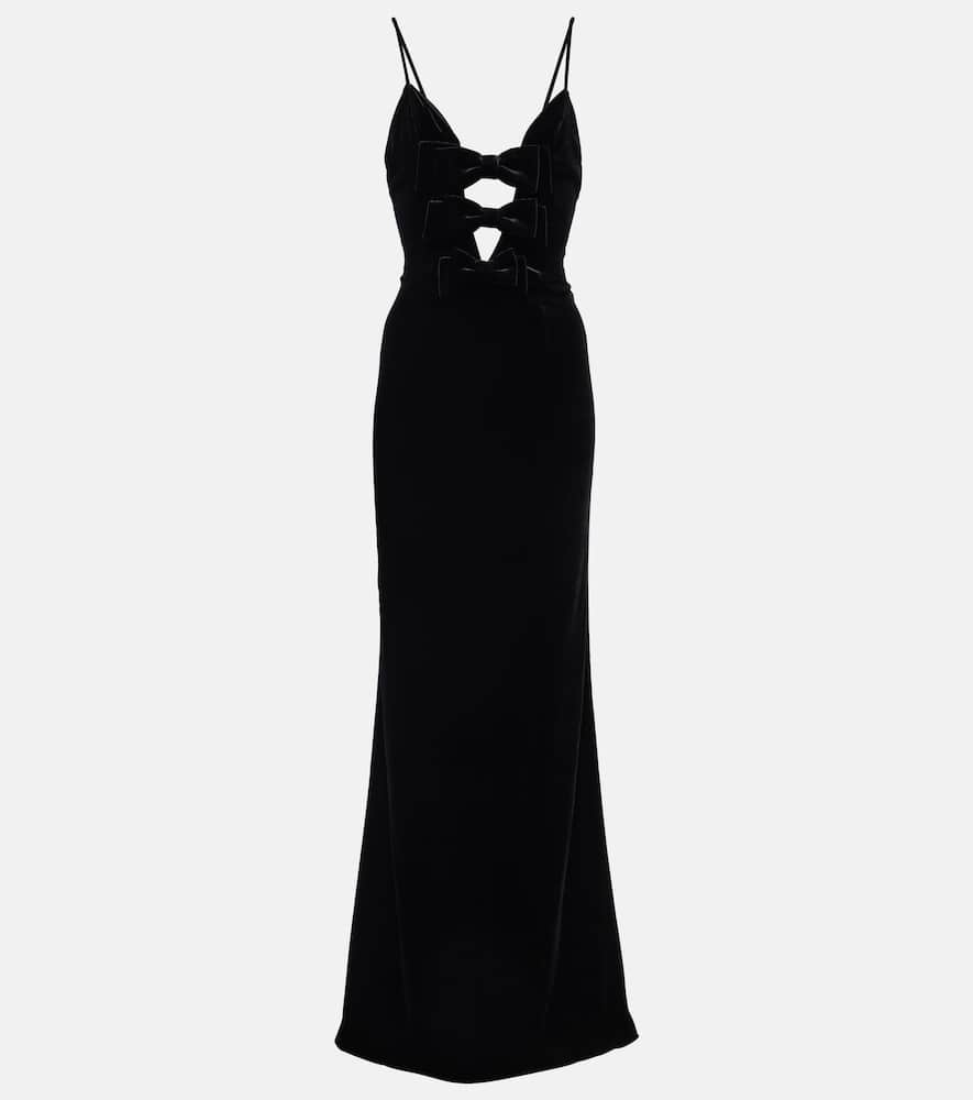 Bow-detail velvet gown