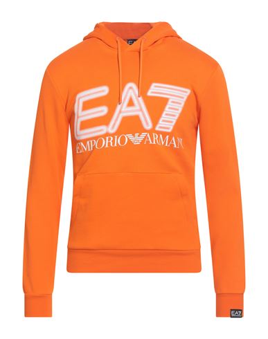 Man Sweatshirt Orange Size S Cotton, Elastane
