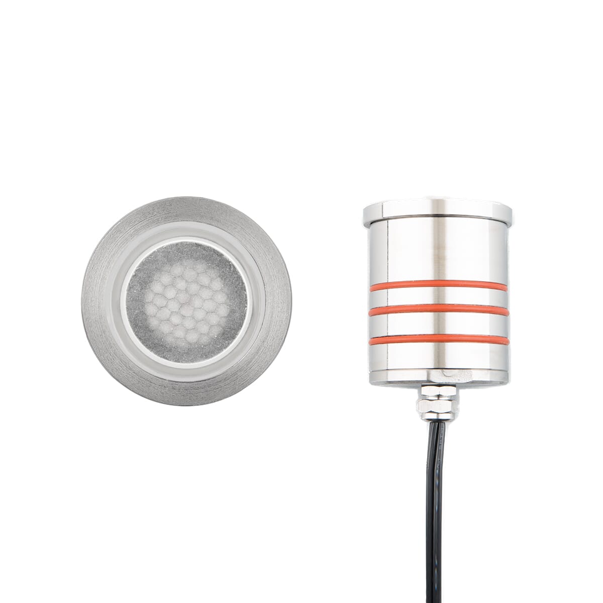 WAC Inground LED 12V Slim Round Indicator Light with Honeycomb Louver in Stainless Stee