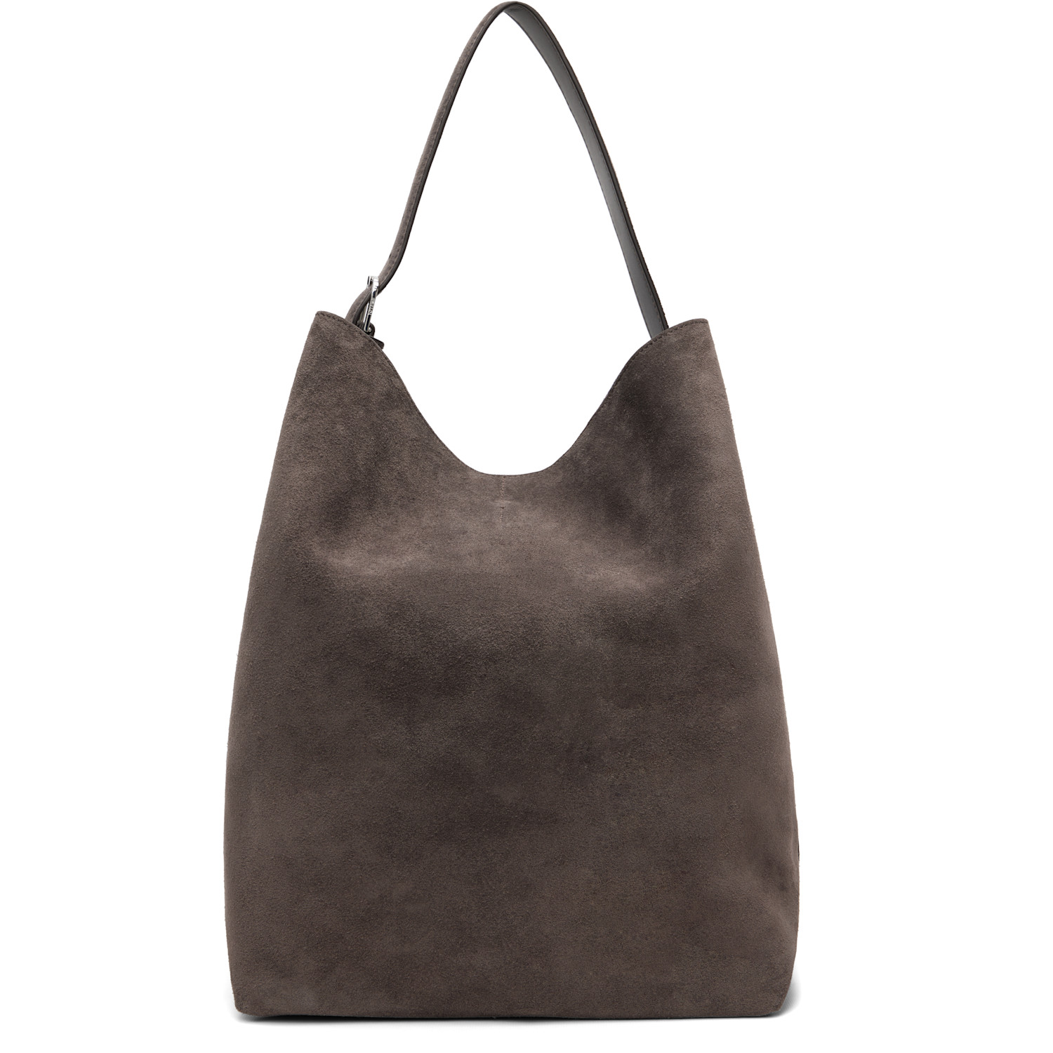 Gray Belted Suede Tote