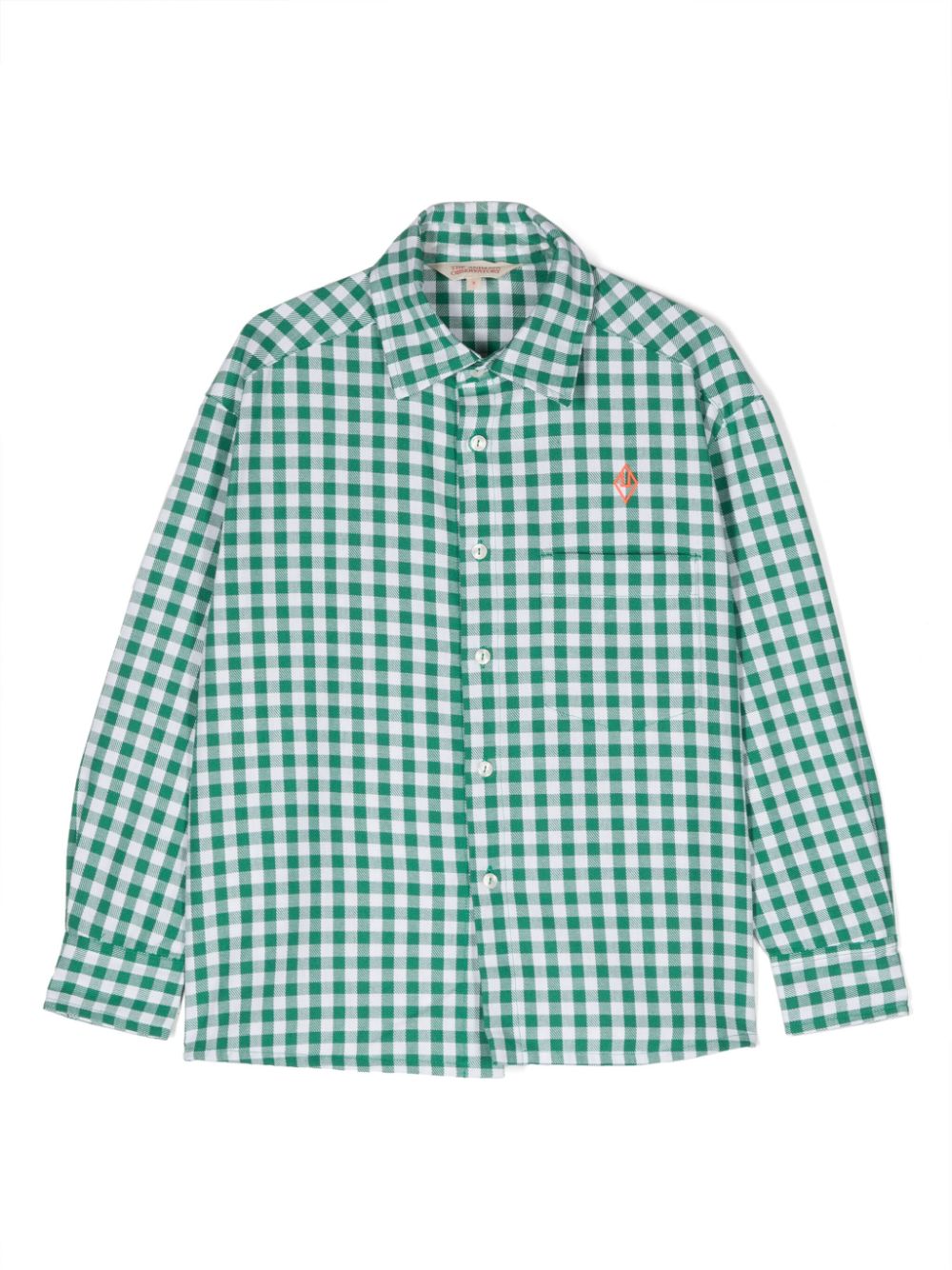 Logo-embroidered checked shirt - Green
