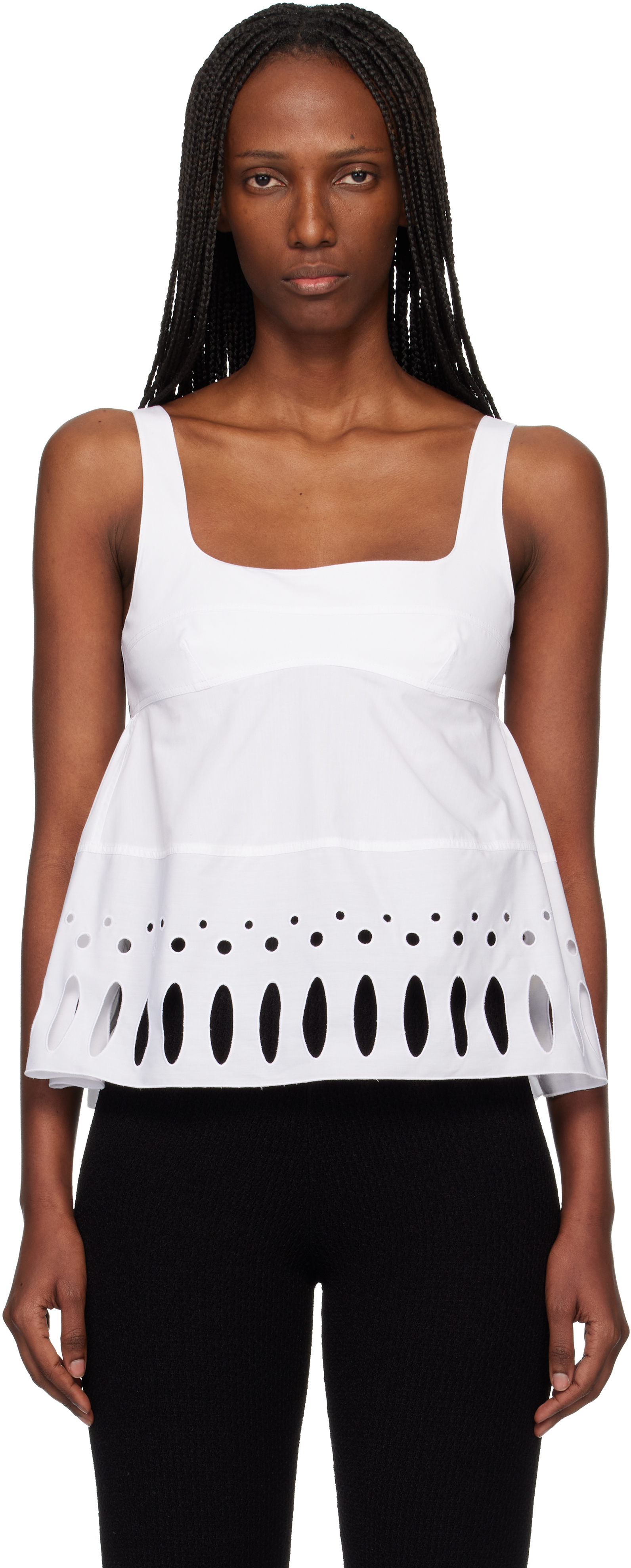 White Square Neck Tank Top