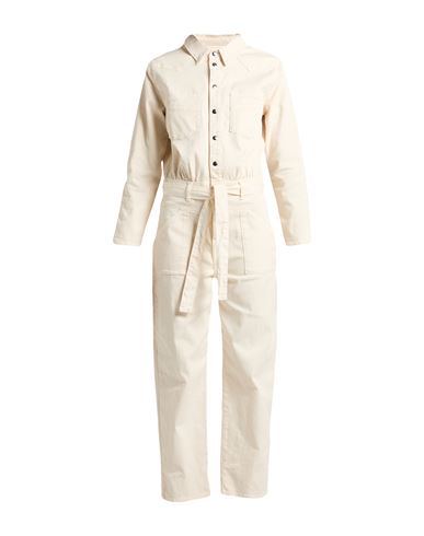 Woman Jumpsuit Beige Size 8 Cotton, Elastane