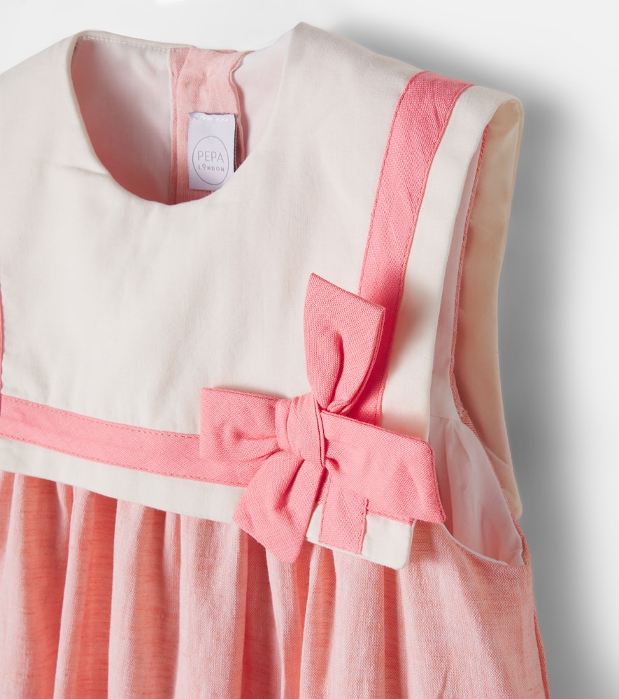 Gathered cotton and linen dress