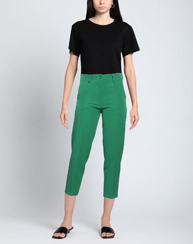 Woman Pants Green Size S Polyester, Elastane