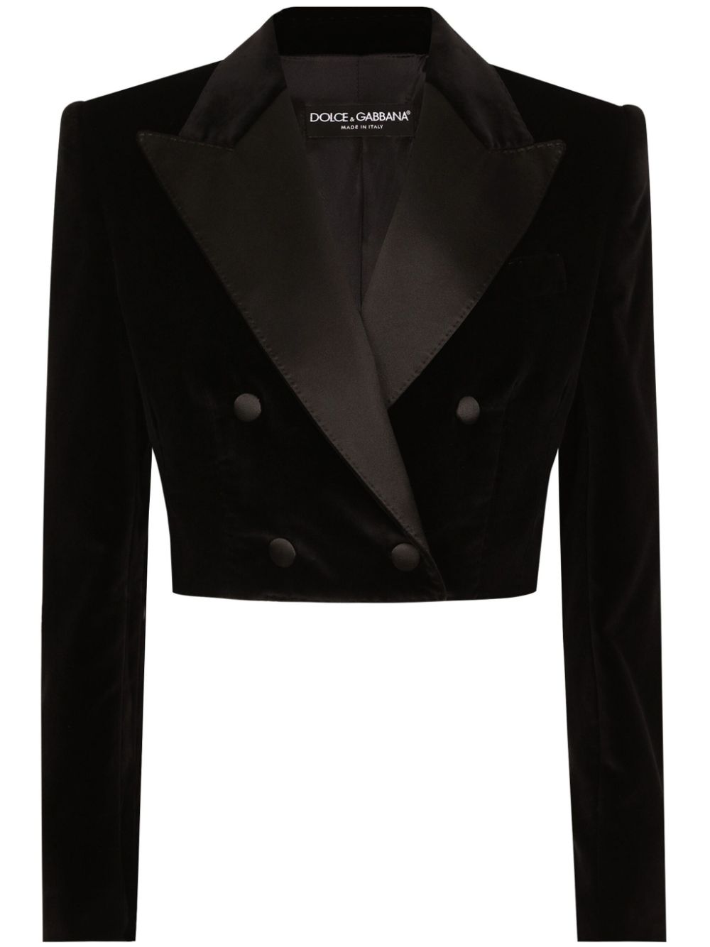 Double-breasted cropped blazer - Black