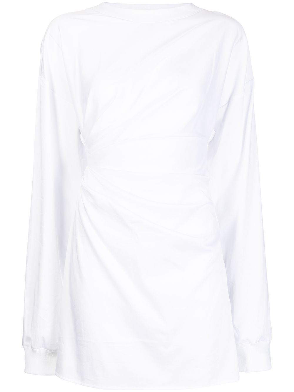 Ruched long-sleeve dress - White