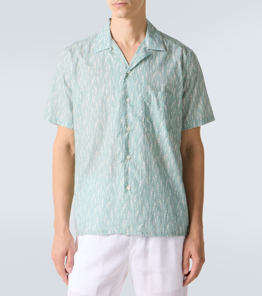 Printed cotton-blend bowling shirt