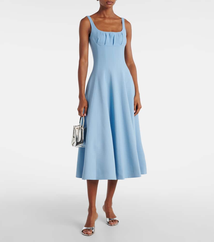 Collins pleated wool crêpe midi dress