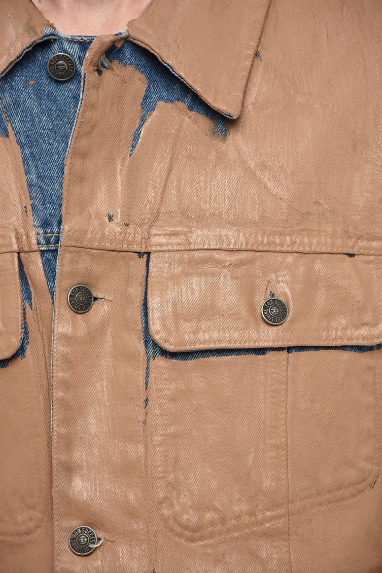 Beige Panelled Denim Jacket