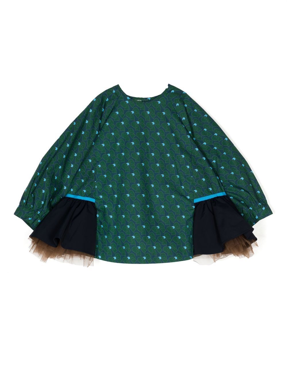 Bow-print tutu-panel tunic - Green