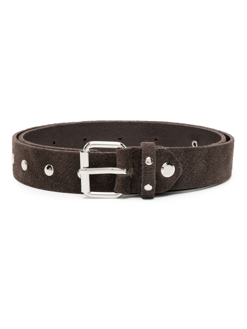 Stud-embellished suede belt - Brown