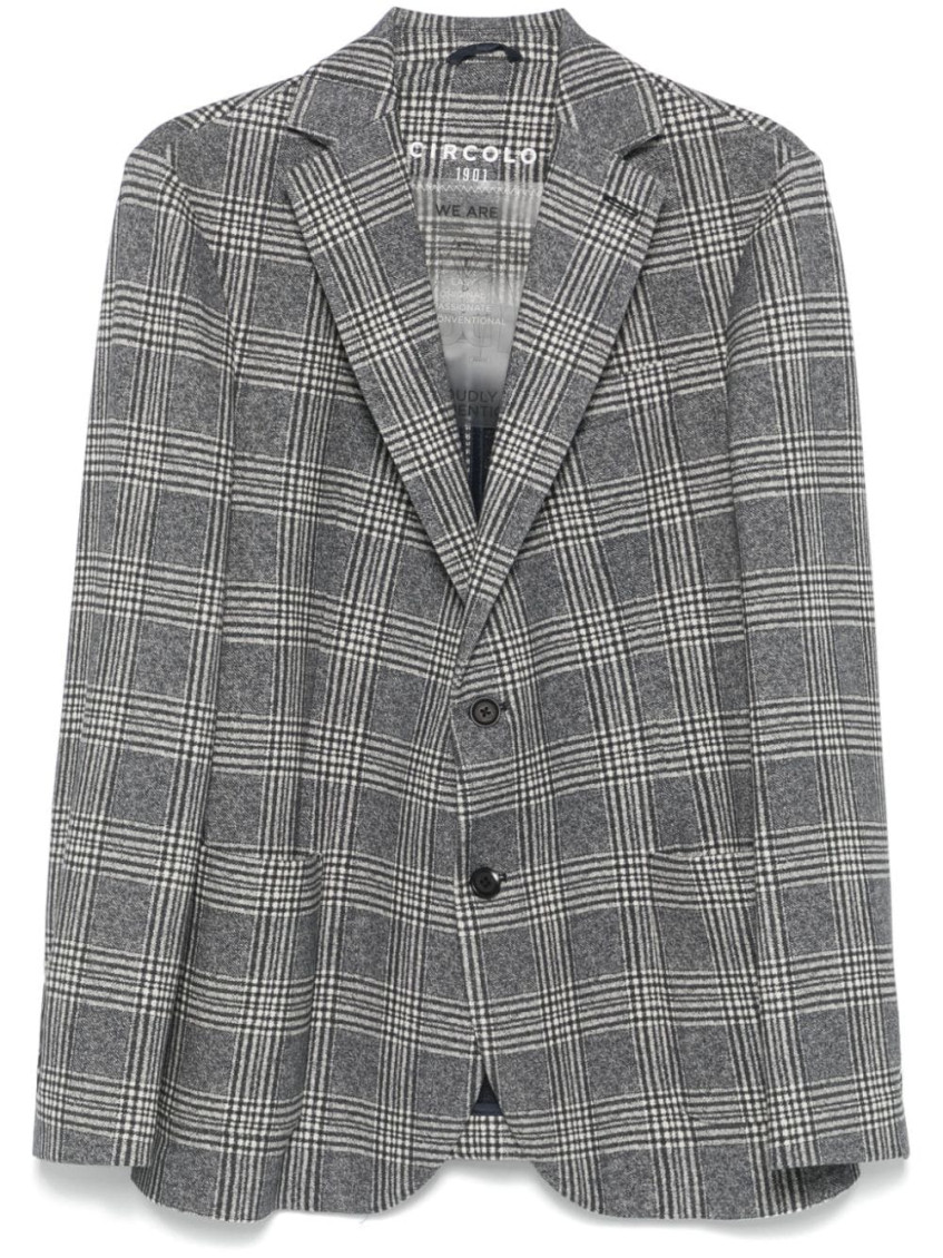 Check Patter Buttoned Blazer